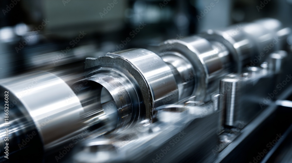 Fototapeta premium Close-Up View of Moving Engine Pistons in a Manufacturing Environment with High Precision and Detail
