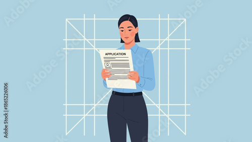 Woman reviewing job application form, professional career concept