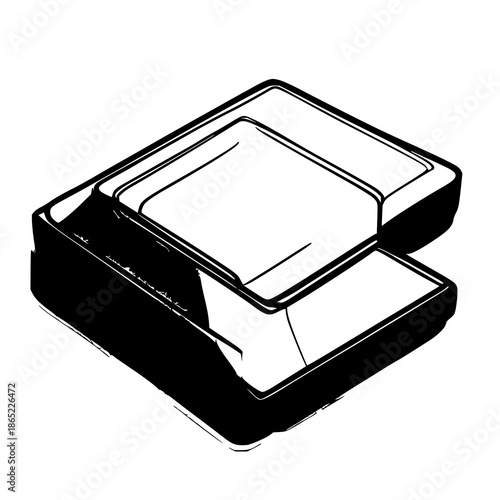 Modern external SSD case line art illustration minimal black design, isolated on white background, ideal for tech, gadget and storage themes