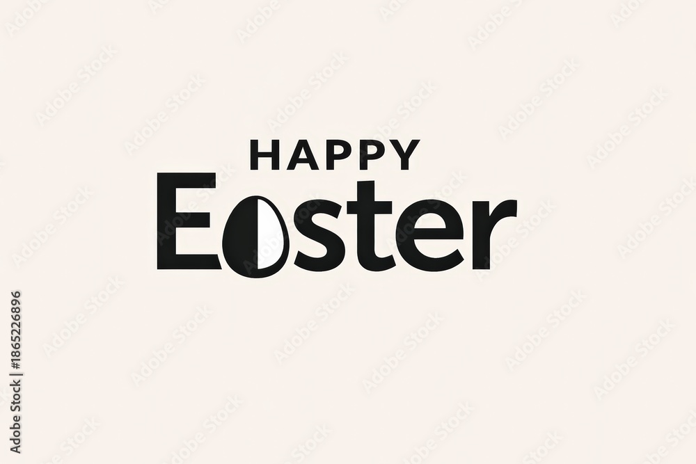 Fototapeta premium Minimal Easter Typography With Egg Symbol in Monochrome