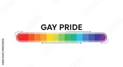 Horizontal progress bar featuring LGBTQ rainbow colors and the text gay pride on a white background for pride month celebrations.