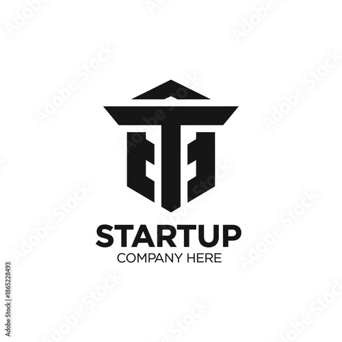 Modern startup company logo template with geometric shapes and bold typography