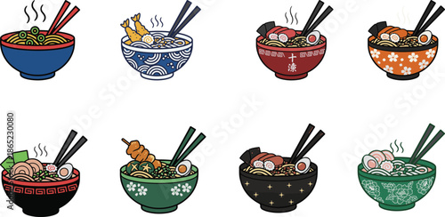 RamenCraft: Japanese Noodle Bowl Vector Collection