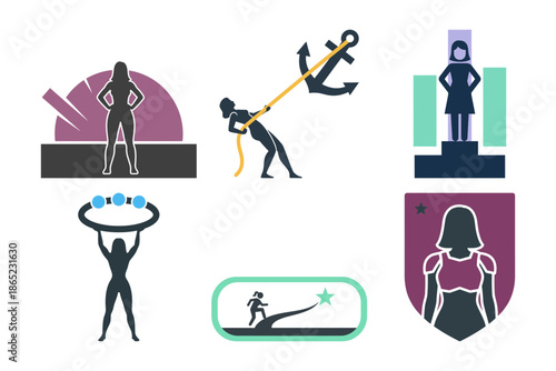 Silhouette of a strong and empowered woman with long flowing hair for International Women's Day celebration