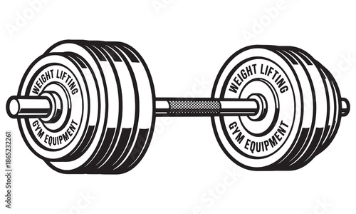 Heavy Barbell Weightlifting Gym Equipment Vector Illustration