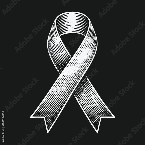 Engraved Awareness Ribbon Symbolizing Support and Solidarity.