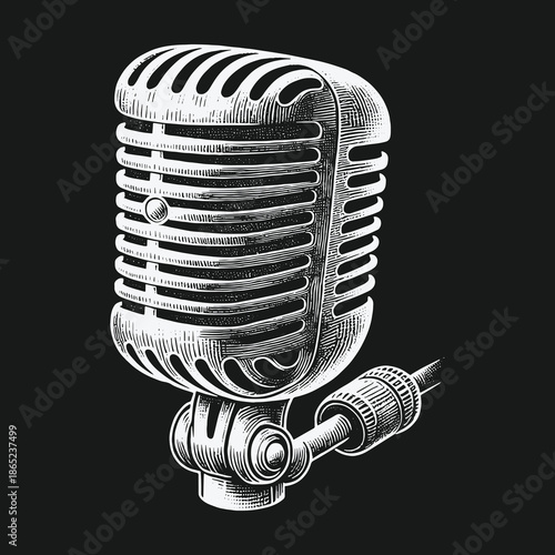 Vintage Microphone Illustration: A Timeless Icon of Sound Recording.