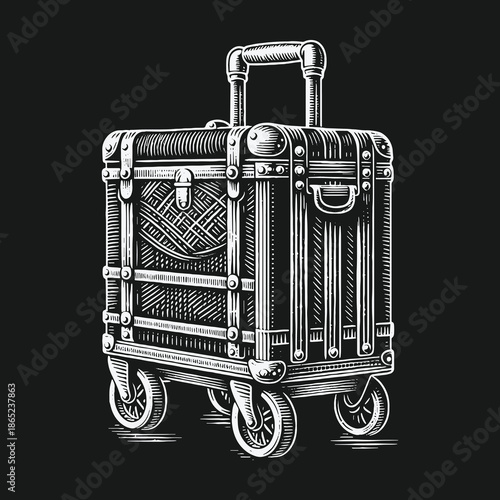 Vintage Suitcase Illustration: Travel and Adventure Await.