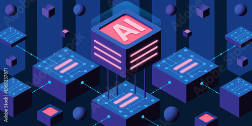 AI Business Automation Abstract Vector Illustration – AI Technology Concept