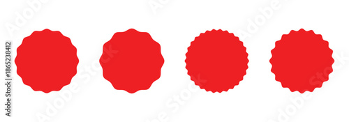 Set of red starburst. Starburst set ideal for price sticker, sale or discount sticker, promotional badge set, shopping labels. Simple silhouette starburst set isolated on white background.