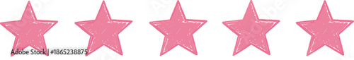 Pink Hand Drawn Star Rating Icons Set with Sketch Style Vector Illustration