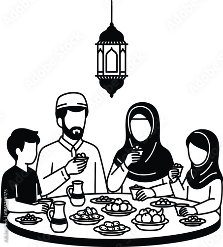 Family page page breaking fast together during ramadan