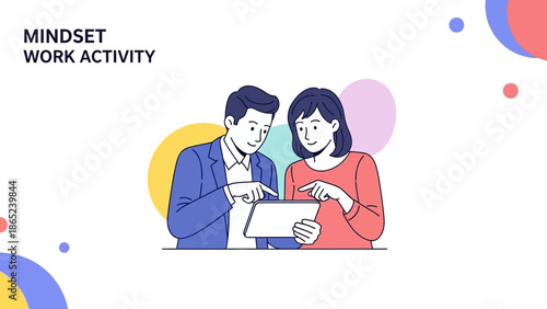 Teamwork and Collaboration on Digital Tablet, Business Mindset and Work Activity