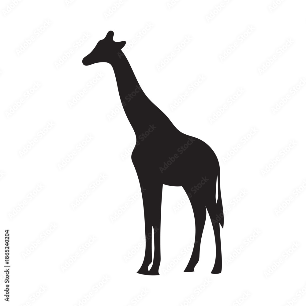 Fototapeta premium standing giraffe silhouette wildlife illustration silhouette silhouette vector