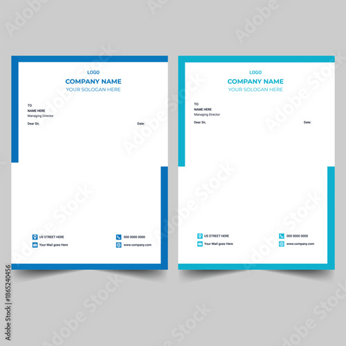 Clean and professional corporate company business letterhead template design with color variation . Creative letterhead template vector.