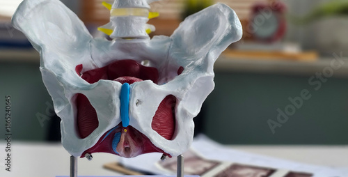 Konstfotografi Anatomy location of female pelvis with muscles closeup