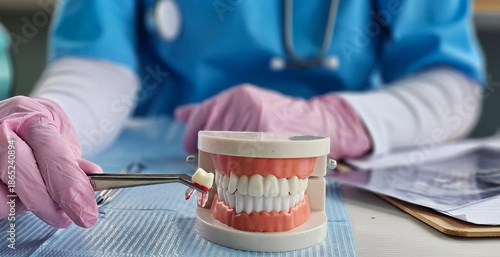 Tableau sur toile Tooth extraction and pediatric teeth surgery concept