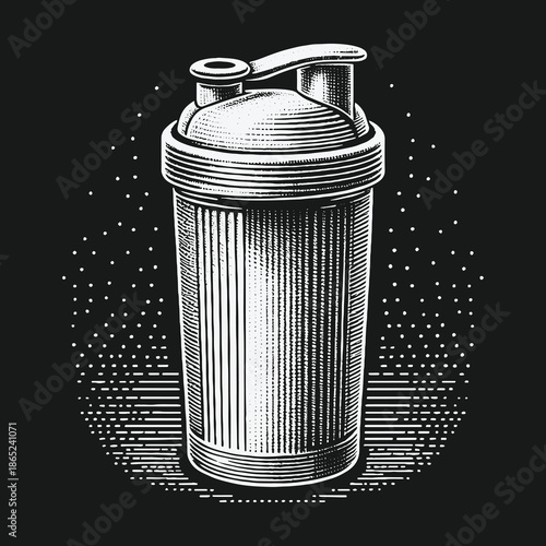 Protein Shaker Bottle Illustration: Fitness and Nutrition Concept.