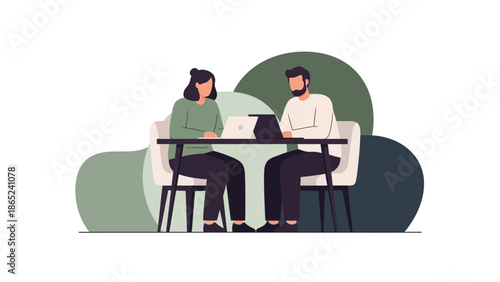 Diverse colleagues collaborate on laptops at a modern office table