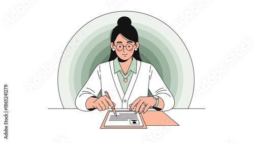 Doctor Writing Prescription, Medical Consultation, Patient Record, Healthcare Professional