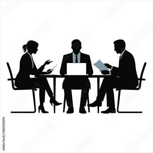Business Meeting Silhouette with Professional Team Discussion