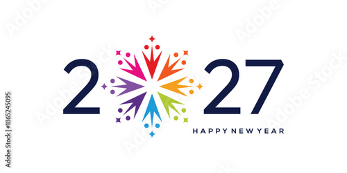 2027 happy new year logo design template, fireworks, spark happy new year 2027 logo design graphic vector
