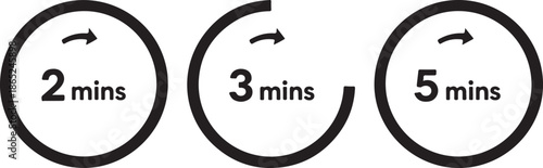 Black and white timer with minutes clock symbols