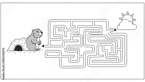 bear leads to sun through maze