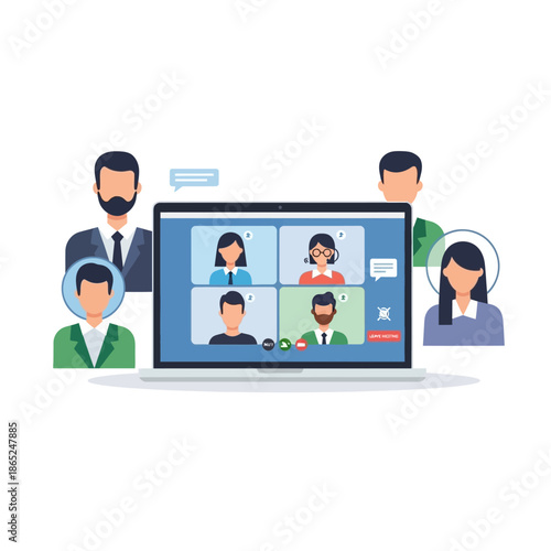 Business team collaborating remotely on video conference call