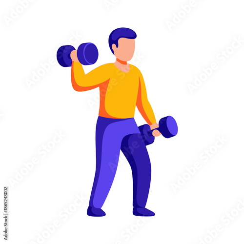 Man lifting dumbbells in dynamic workout pose