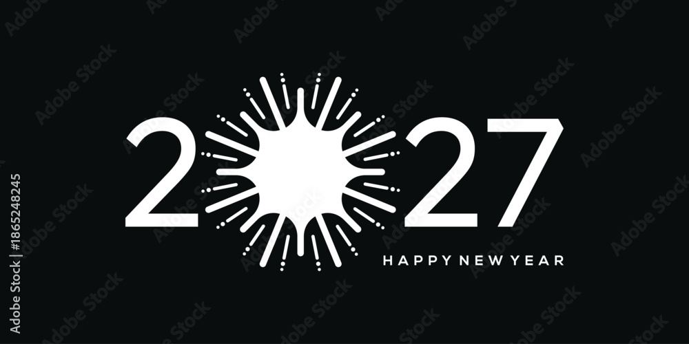 Fototapeta premium 2027 happy new year logo design template, fireworks, spark happy new year 2027 logo design graphic vector