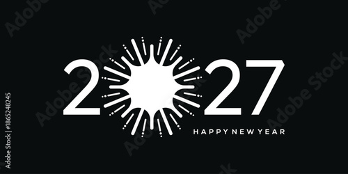 2027 happy new year logo design template, fireworks, spark happy new year 2027 logo design graphic vector