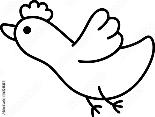 Vector flying bird with tuft line icon. Spring migratory passage animal coloring page. Cute Easter village character black and white illustration for kids isolated on white background