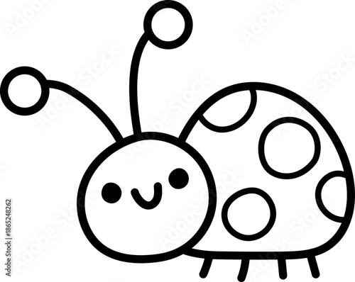 Vector ladybug line icon. Adorable ladybird clipart. Funny woodland, forest or garden insect. Cute spring bug black and white illustration, coloring page for kids isolated on white background