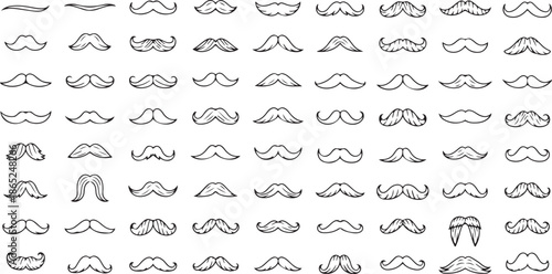 Various mustache styles and shapes on white background mustaches facial hair
