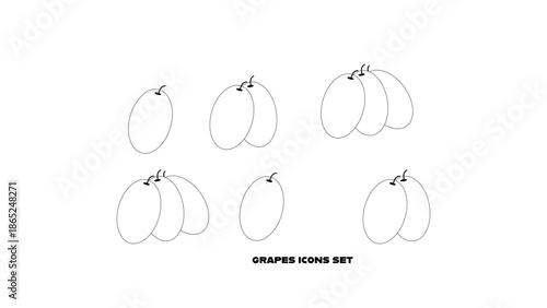 grapes icons flat stroke vector 