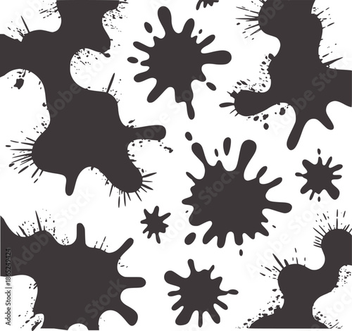 Monochrome abstract inkblot texture with irregular splatters and sharp edges