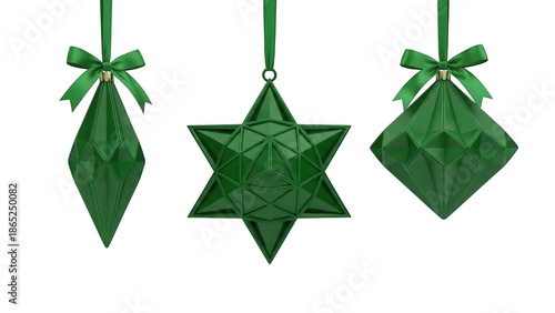 Green geometric christmas ornaments