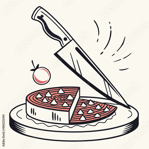Knife Slicing Motion Frame Vector Illustration