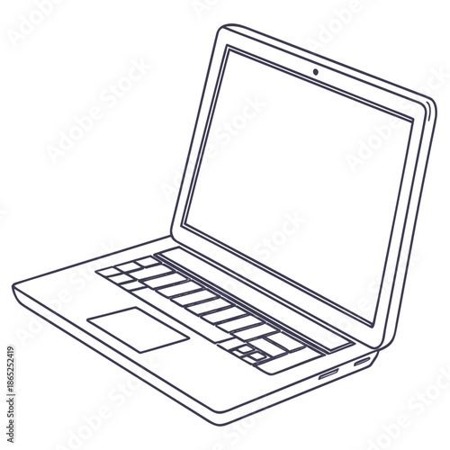 Minimal Laptop Thin Outline Vector Icon