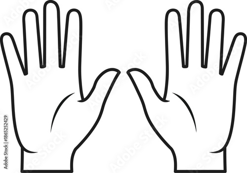 Two open hands facing each other simple line art on transparent background silhouette