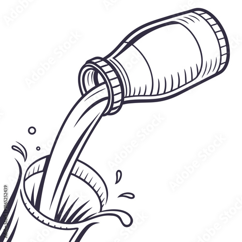 Minimal Milk Bottle Outline Vector Graphic