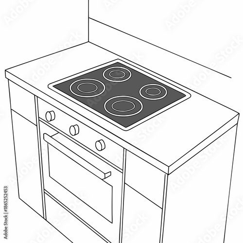 Modern Kitchen Induction Cooktop Vector Illustration
