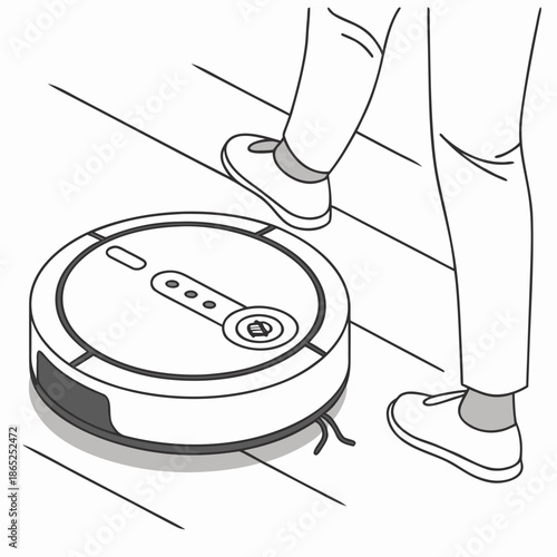 Minimal Isometric Robot Vacuum Cleaner Smart App Icon