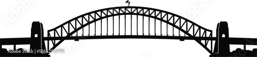 Sydney harbour bridge graphic a striking black silhouette on transparent background
