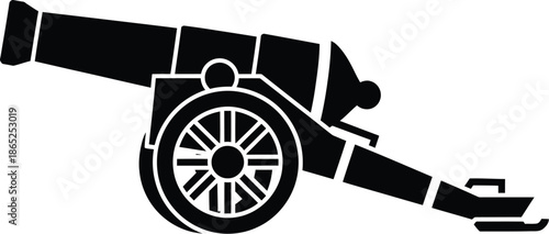 Vintage cannon illustration detailed design element on transparent background silhouette