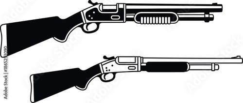 Detailed illustration of a vintage lever action rifle silhouette on transparent background