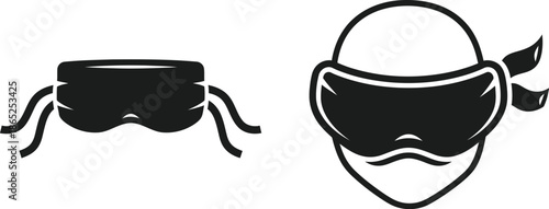 Two vr headset designs in black perfect for digital projects on transparent background silhouette