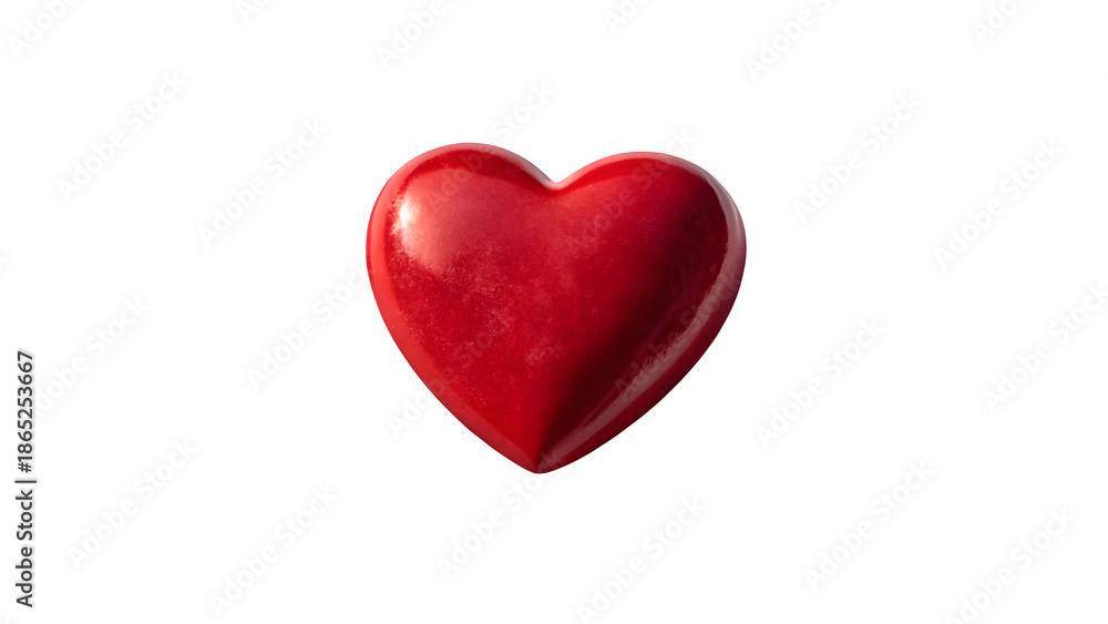 Fototapeta premium Single Red Heart Isolated with Soft Shadow – Minimal Valentine Concept