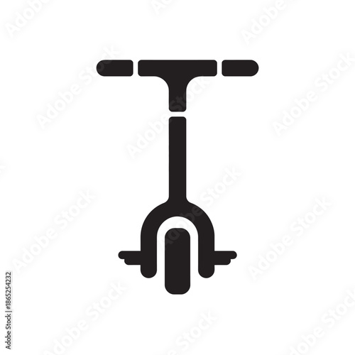 A minimalist black silhouette icon representing the front view of a scooter